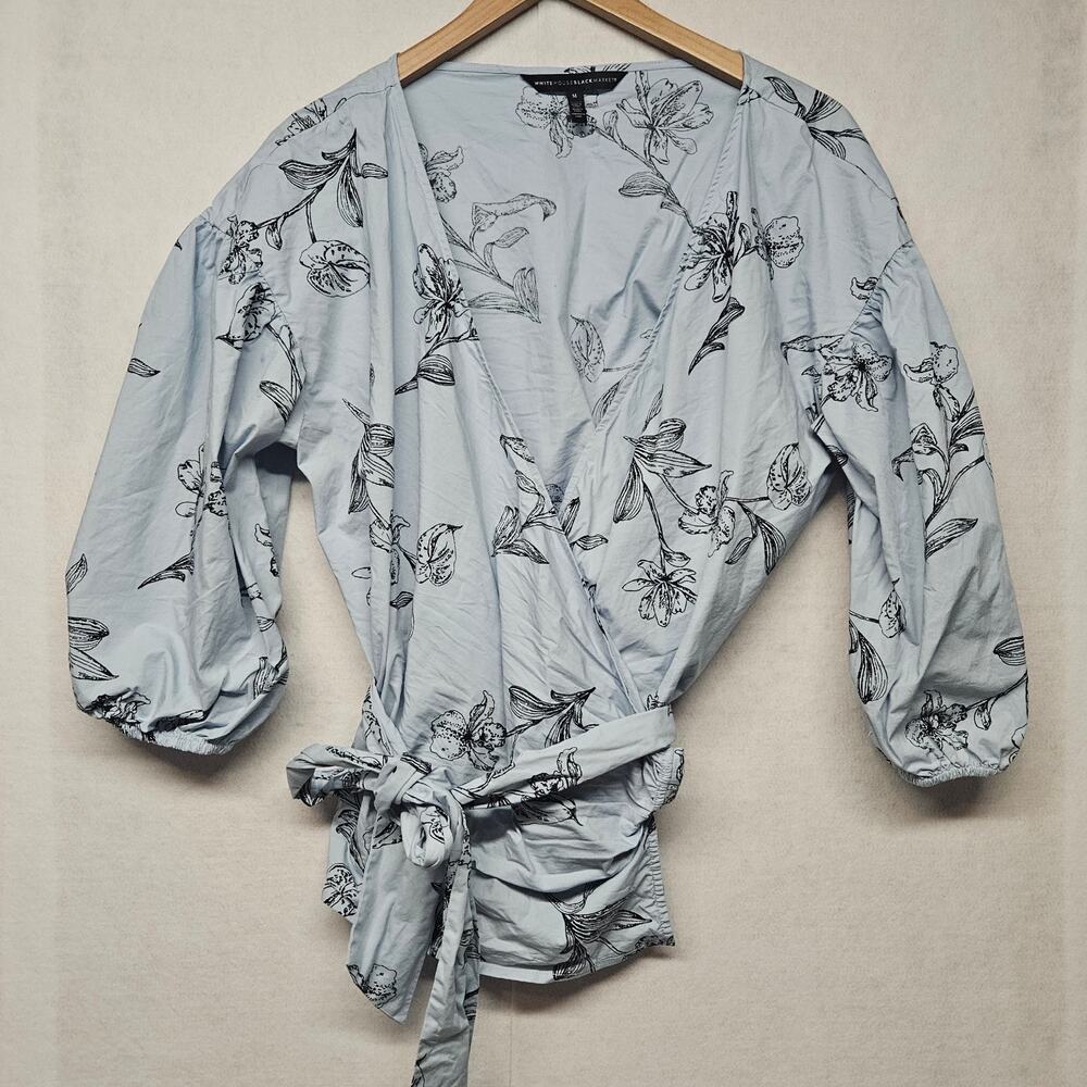 White House Black Market wrap around Poplin Top